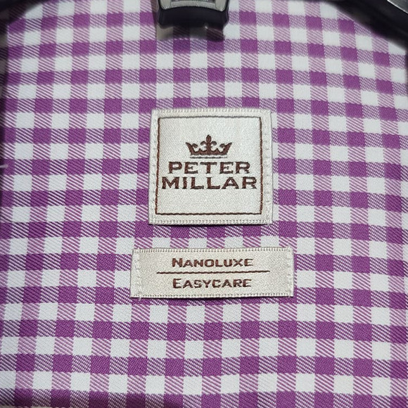 Peter Millar Nanoluxe Easycare Gingham Button Shirt Size Medium - Picture 3 of 4